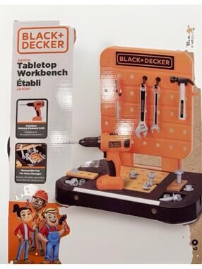 NEW BLACK & DECKER Junior Workbench TABLE TOP TOOL SET DRILL WRENCH 40pc TOY NIB